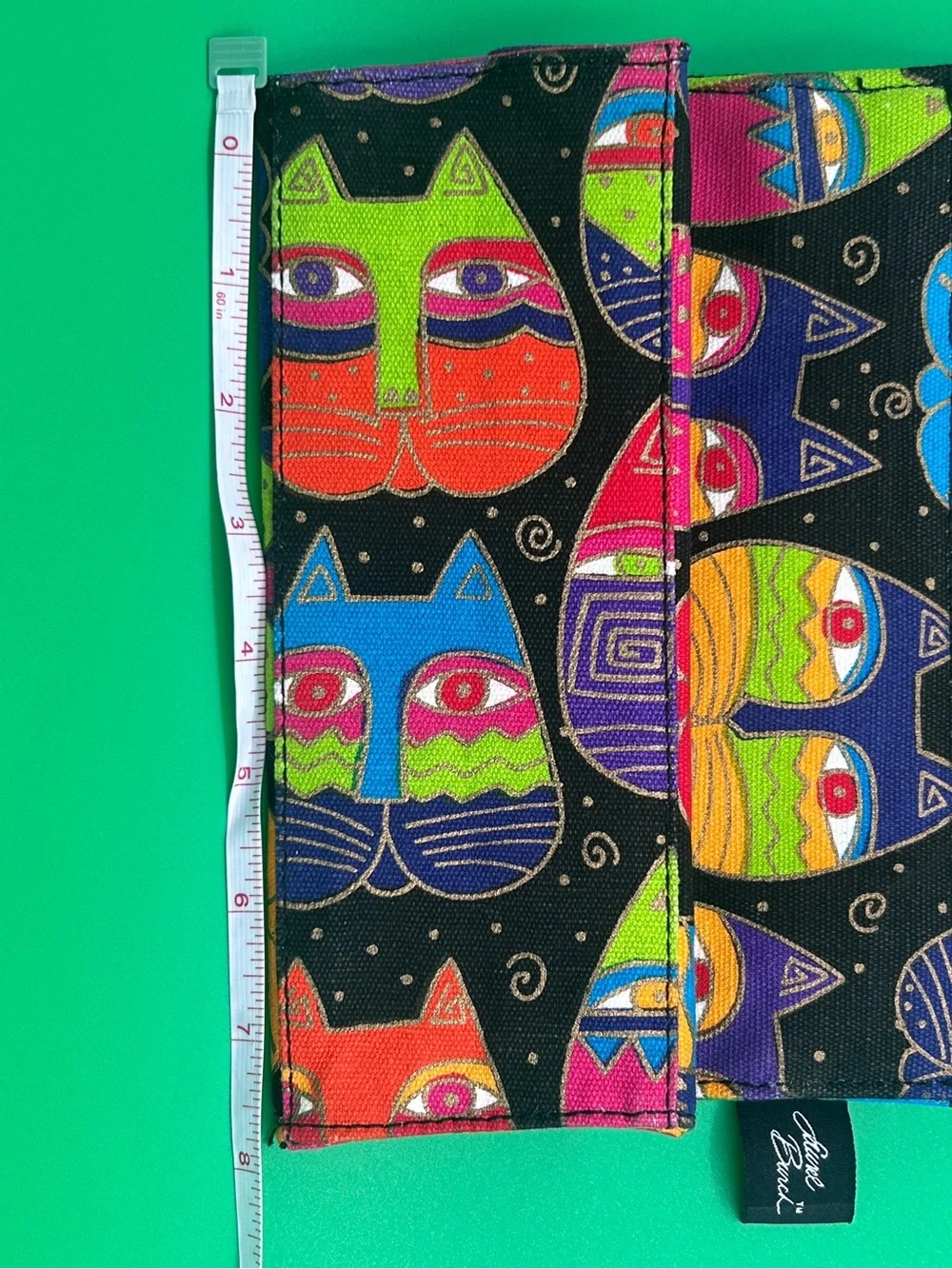 #1 Laurel Burch Black Multicolor Cat Clutch with Wooden Handle
